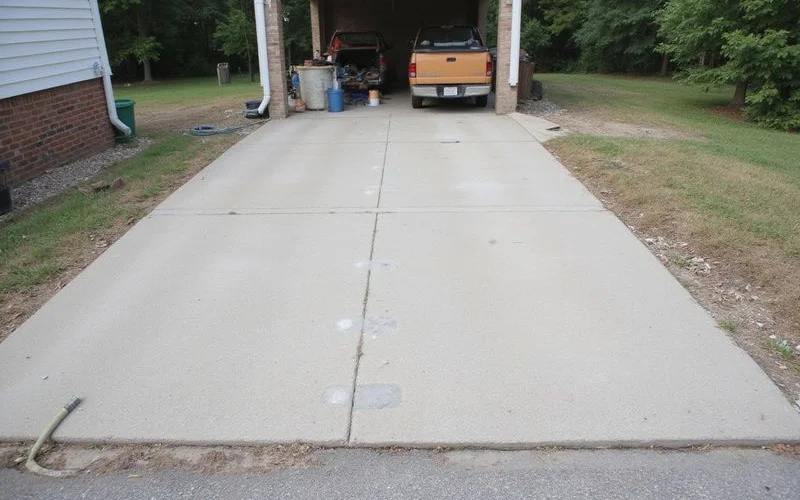Patched injection ports across a finished driveway section