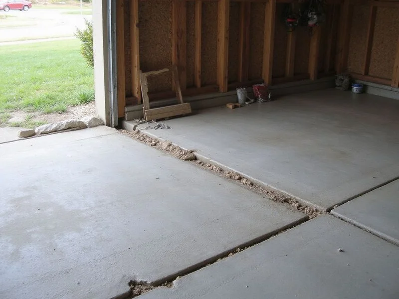After: Garage Floor Leveling: settled section lifted back to grade