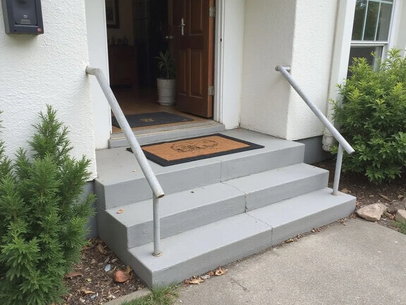 Front stoop raised back level and re-seated against the house