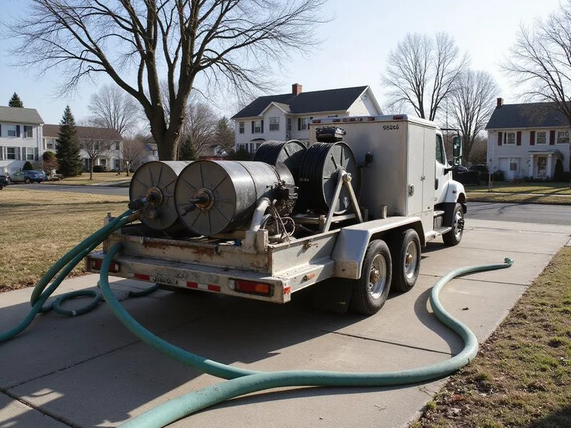 Polyurethane injection rig set up on a Connecticut driveway