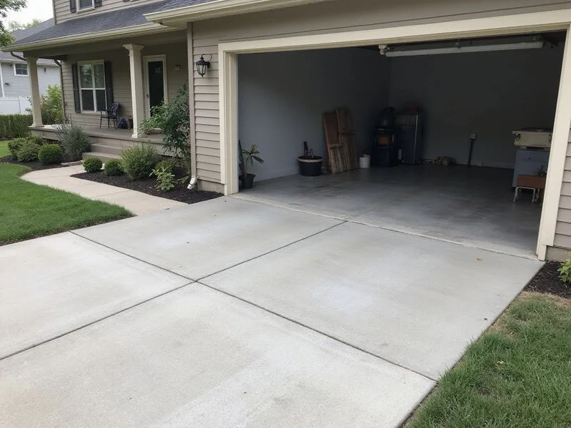 The same driveway apron lifted flush to the garage slab